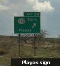 Playas road sign
